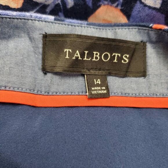 Talbots Size 14 Navy Floral Lined Skirt - Picture 6 of 9